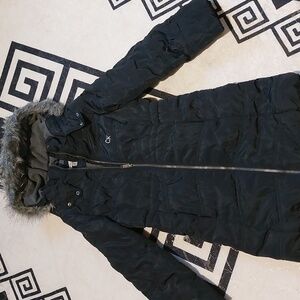 Calvin Klein Jeans black faux fur hooded Winter Long Jacket Girls